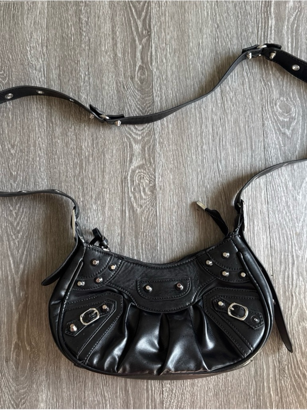 Women's Black Studded Shoulder Bag